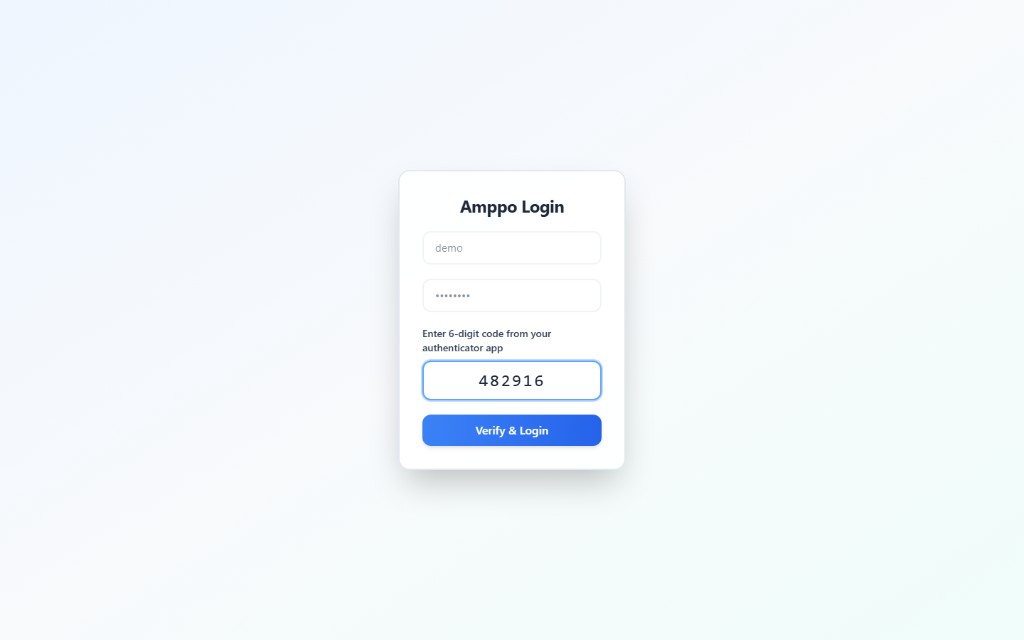 Amppo login with two-factor authentication